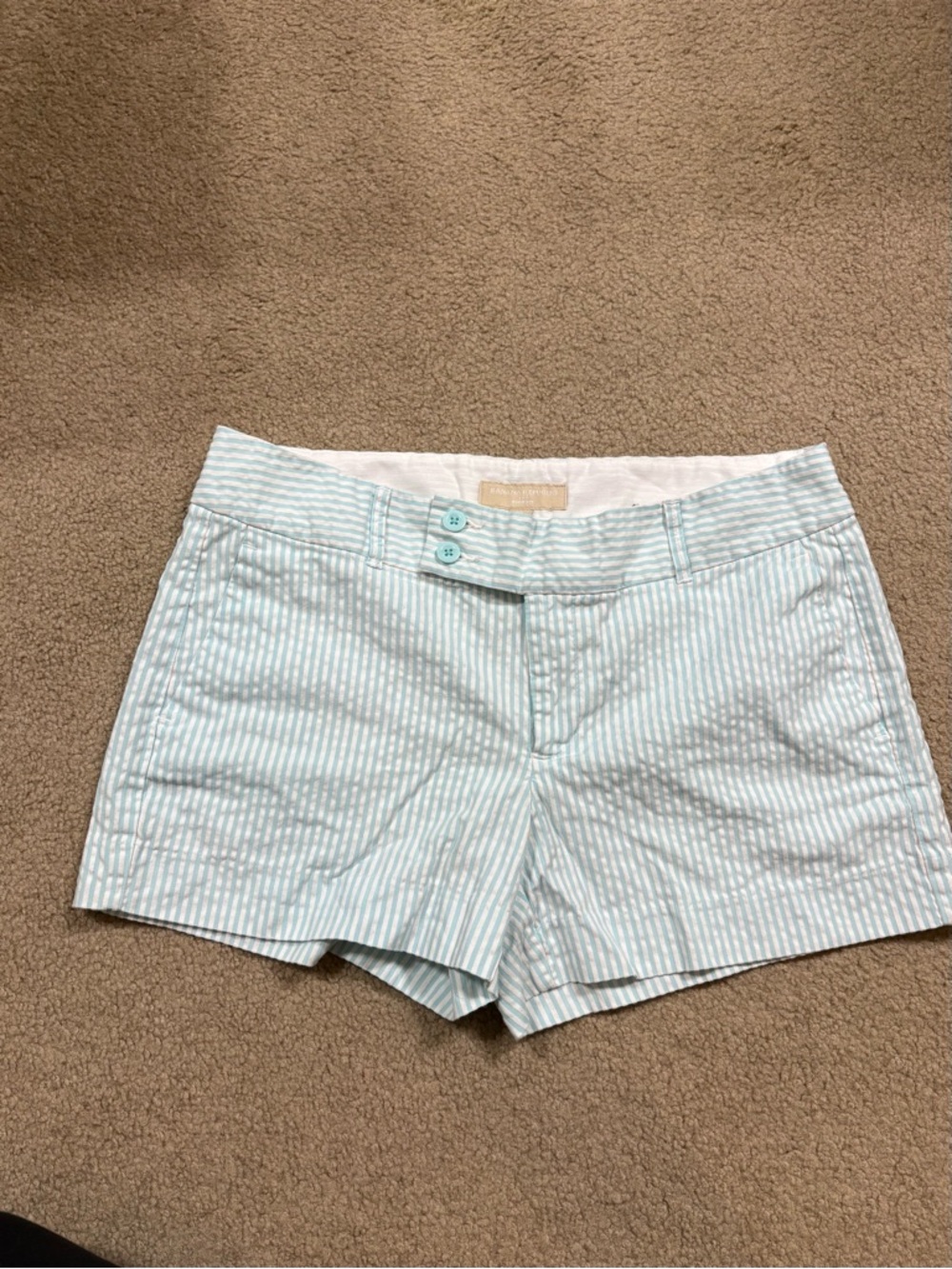 Banana Republic Turquoise & White Striped Cotton Shorts